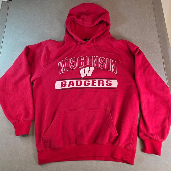 Colosseum Wisconsin Badgers Hoodie Men’s M Red NCAA Sweatshirt - Picture 1 of 11